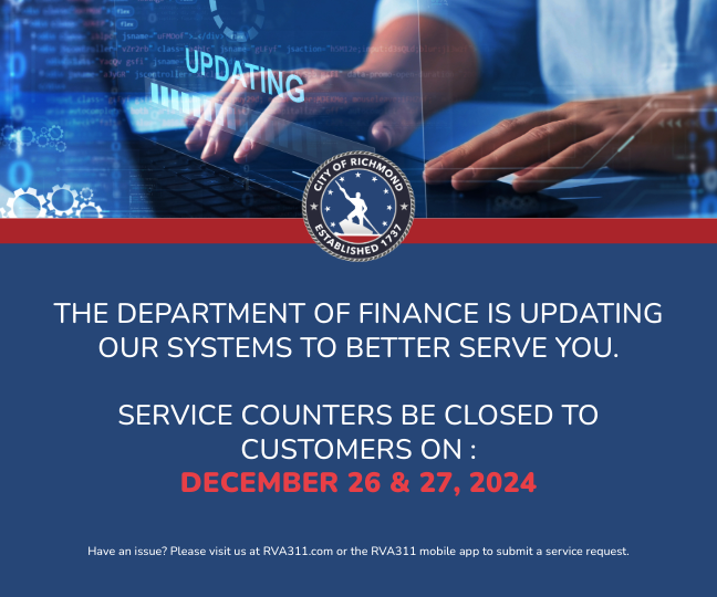 Department of Finance closed Dec. 26 & 27