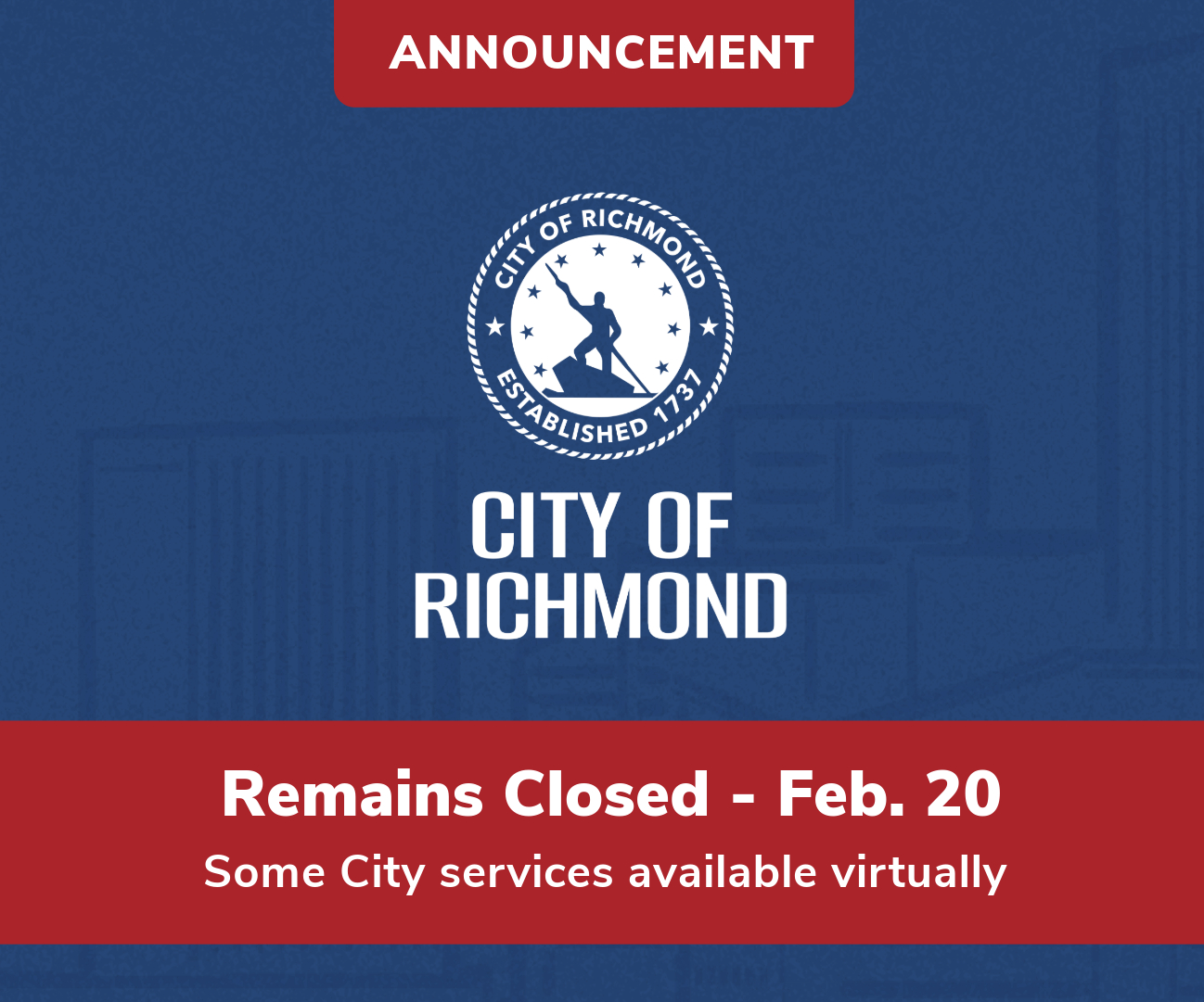 City Remains Closed Thursday, Feb. 20