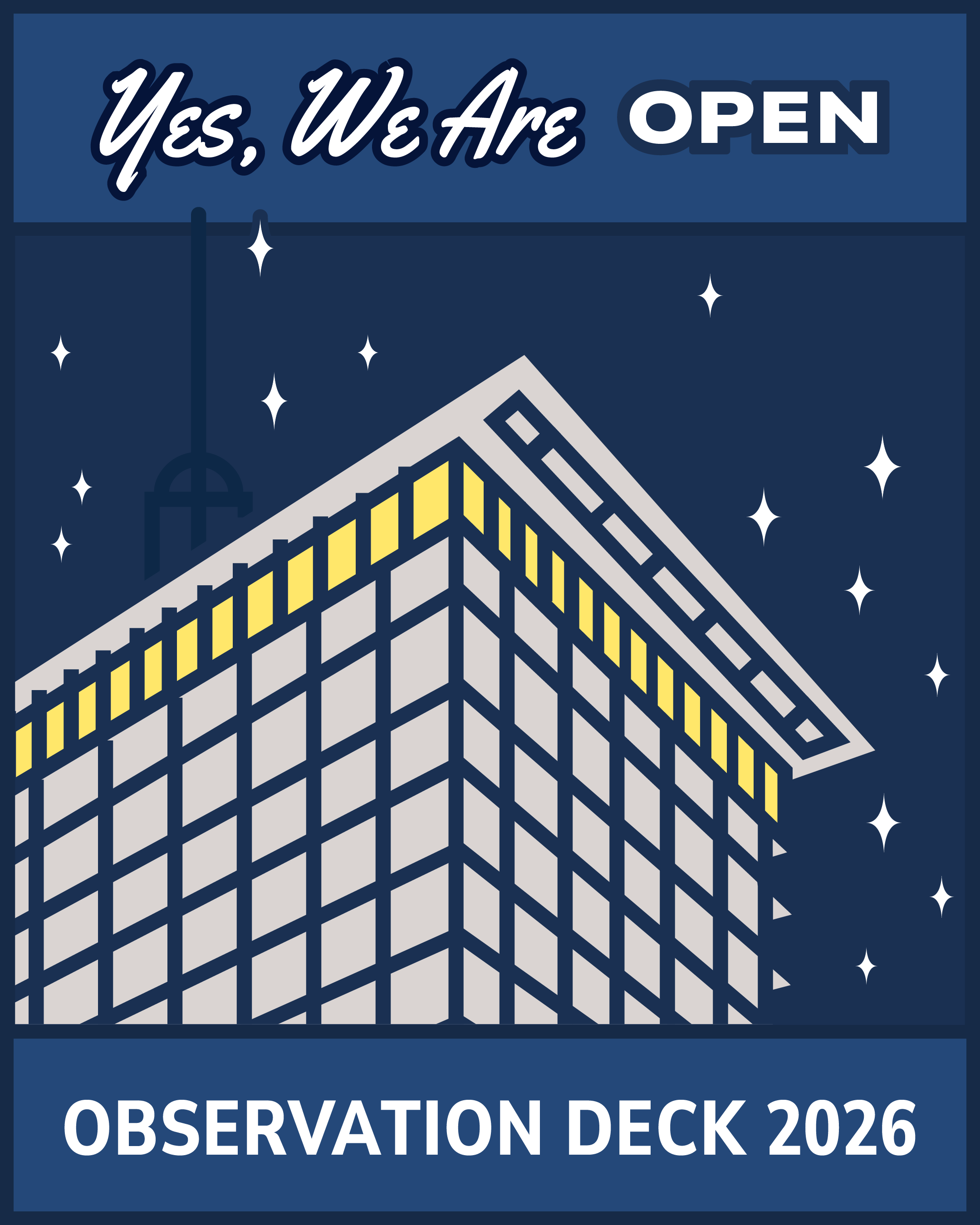 Yes we are Open: Observation Deck 2026
