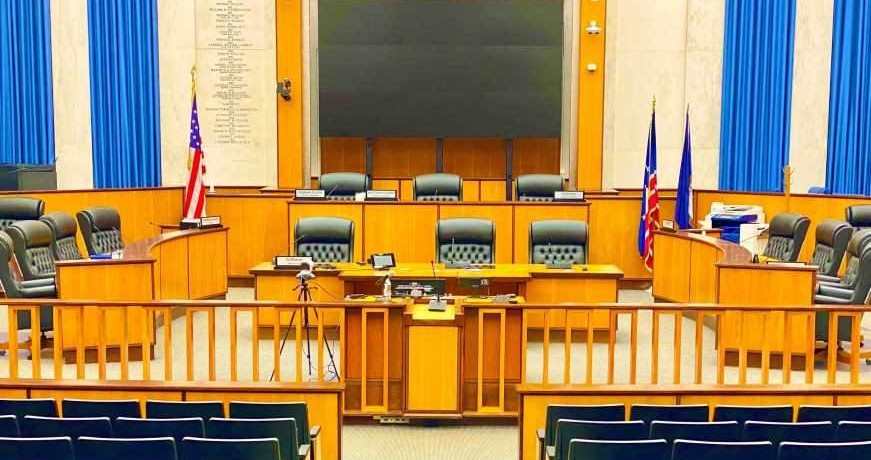 Photo graphic of Richmond City Council Chambers in Richmond, Virginia.