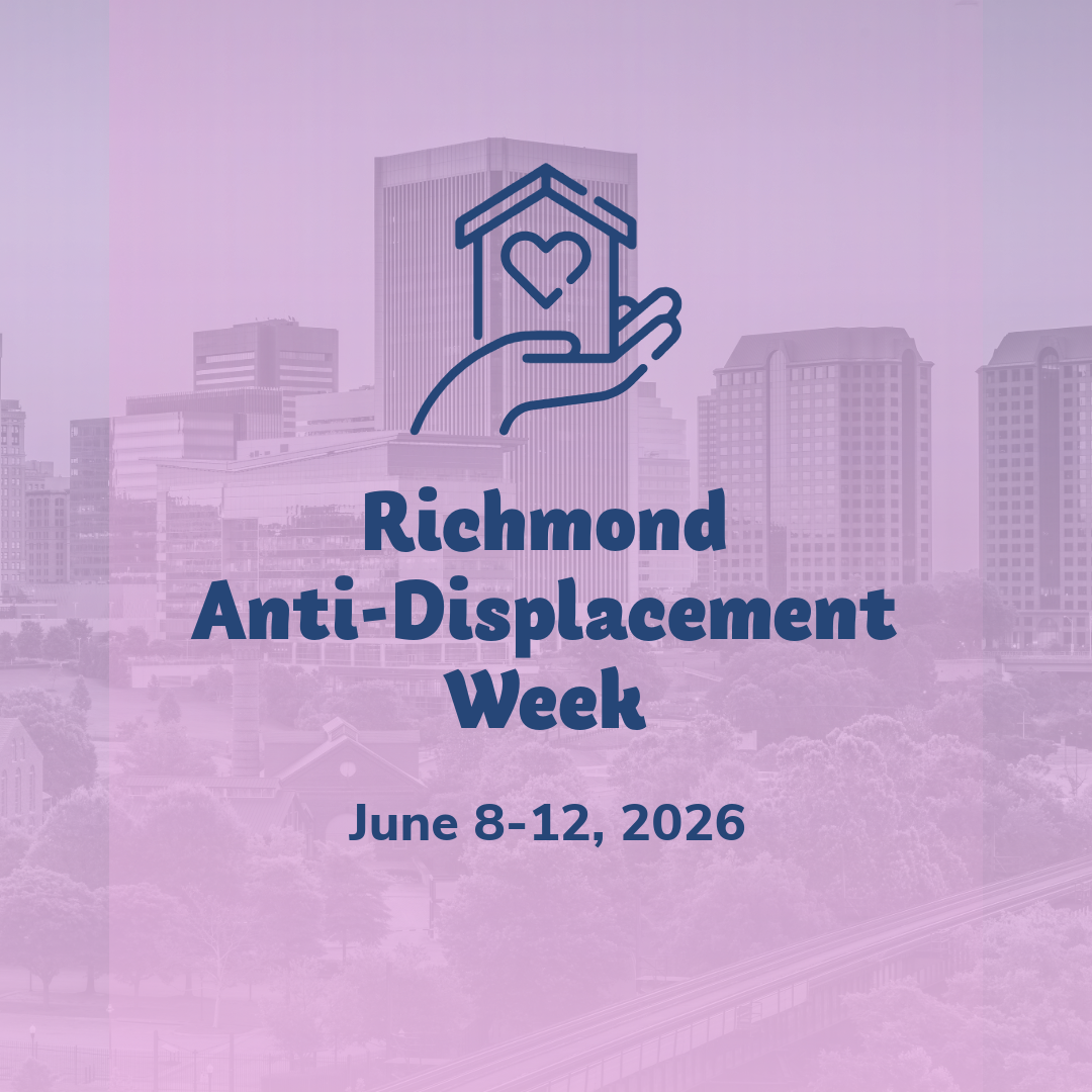 "Richmond Anti-Displacement Week, June 8-12, 2026" on a pink background.