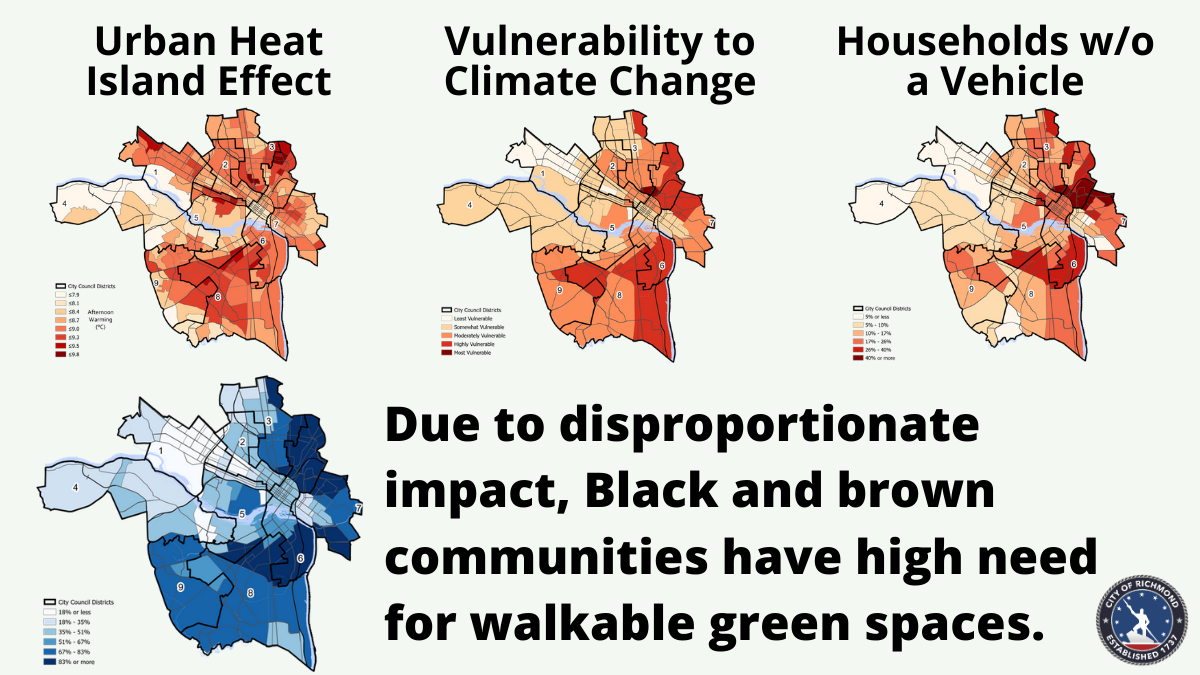 Maps indicated where and why green spaces were chosen