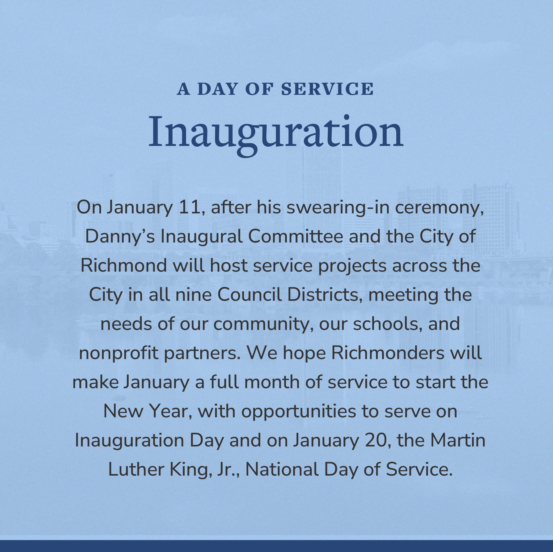 Details on the inauguration service projects