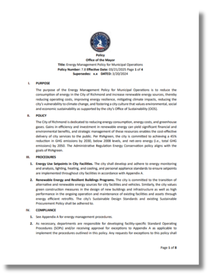 the cover of the Energy Management Policy