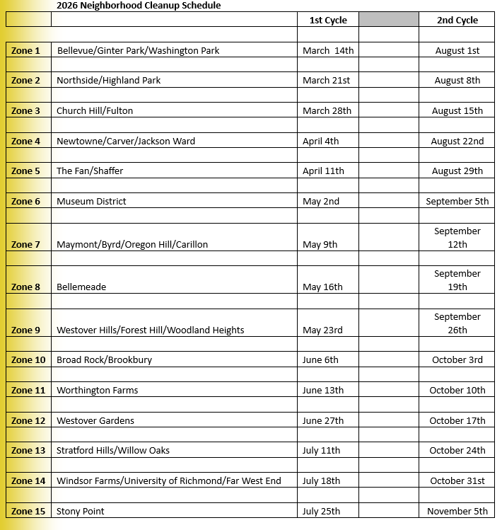 Image - Neighborhood Clean-Up Schedule - List of locations and dates for 2026