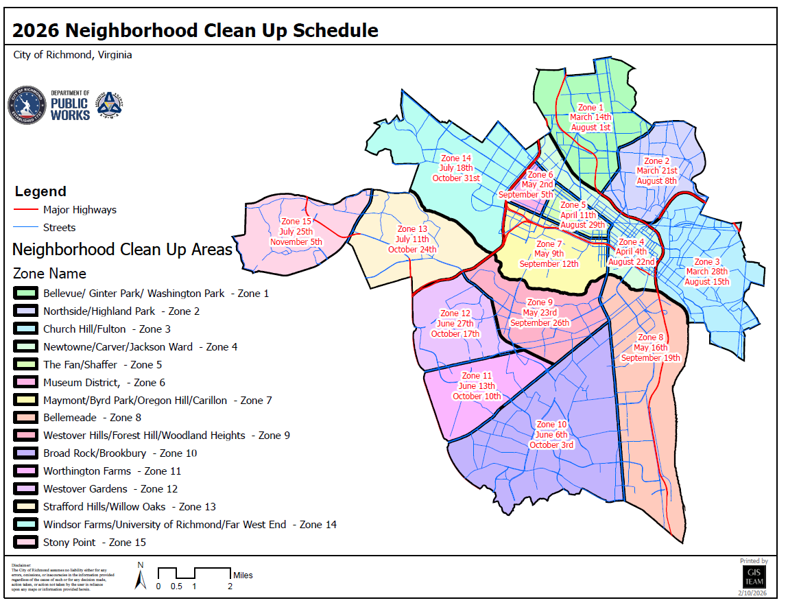 Image - Map with schedule details for the Neighborhood Clean-Up Program