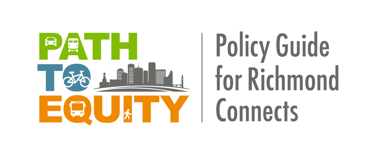 This image depicts the Path to Equity Logo with the words Path to Equity in green, orange and blue and a stylized City skyline. 