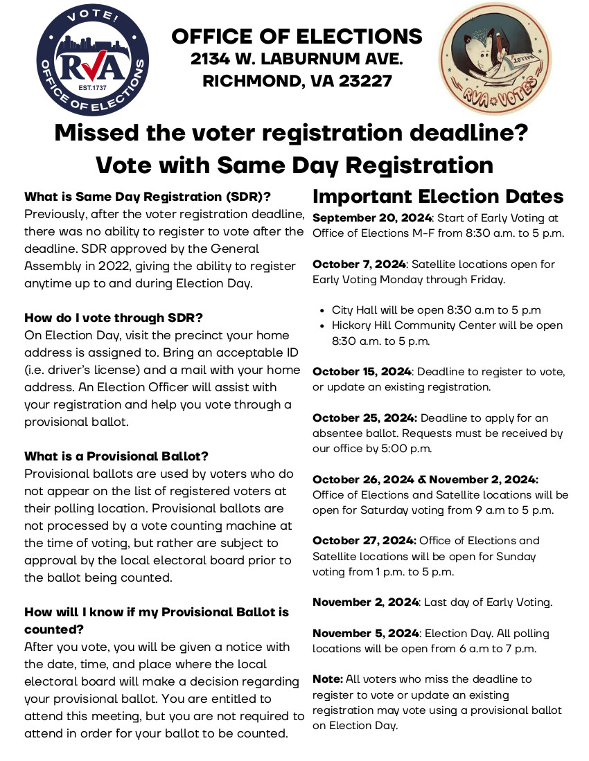 Same Day Registration Flyer