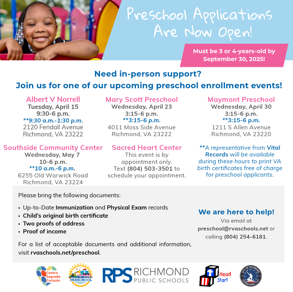 Preschool Applications are now open!