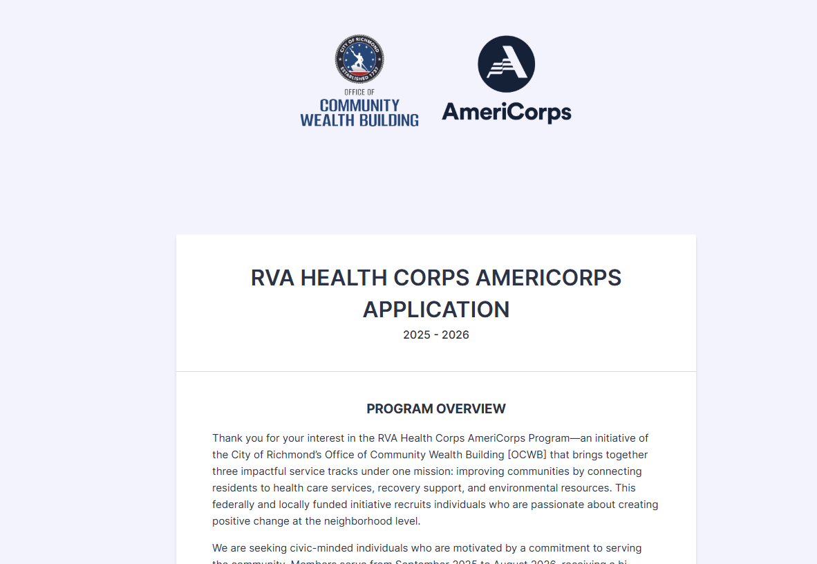 RVA Health Corps Application