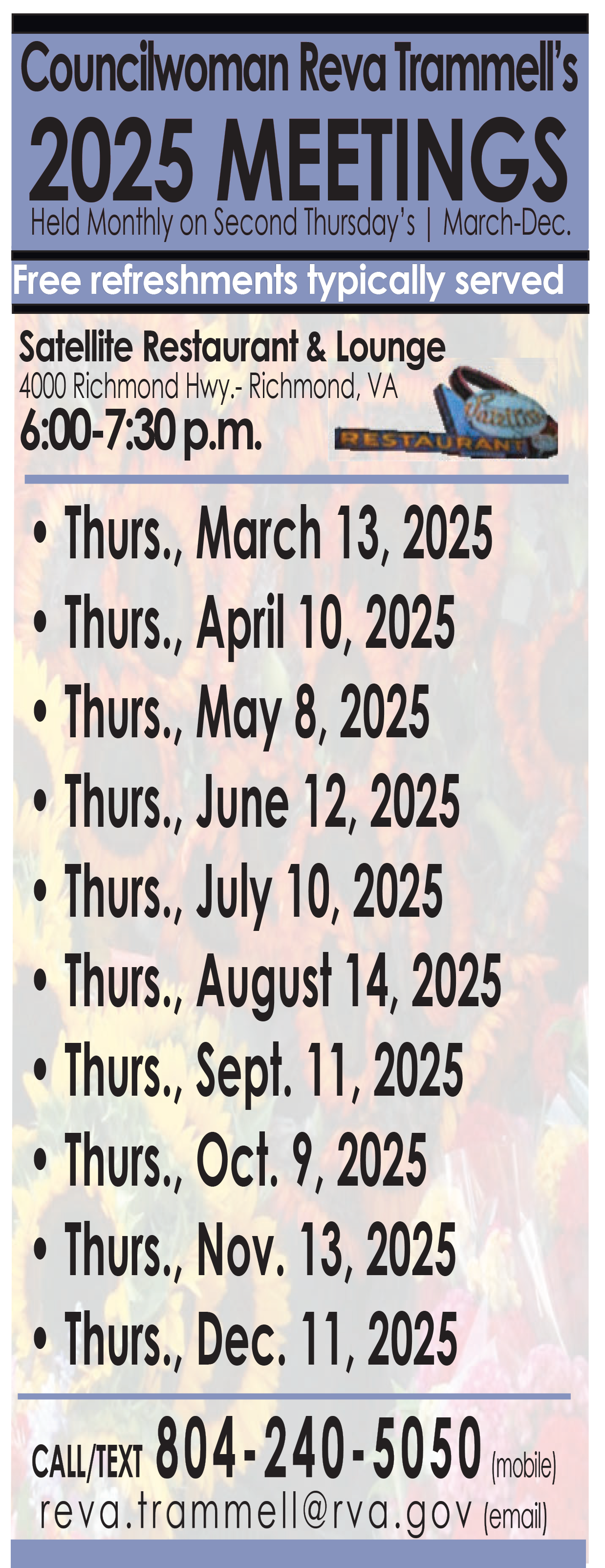 trammell personal meeting calendar 2025