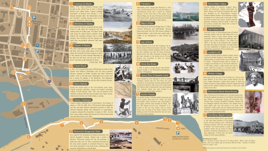 Map of Richmond Slave Trail with descriptions of each stop on the trail